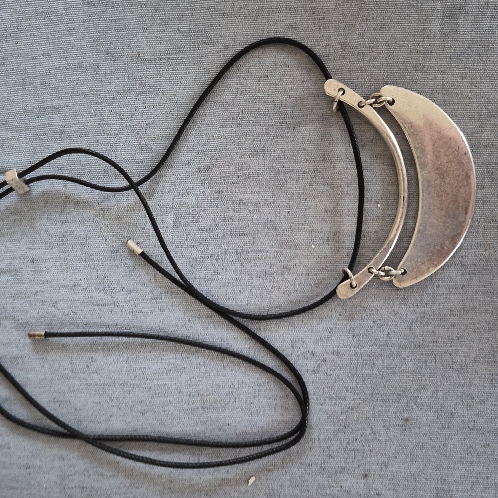 Art Deco Geometric Crescent Statement Pull Cord S… - image 1